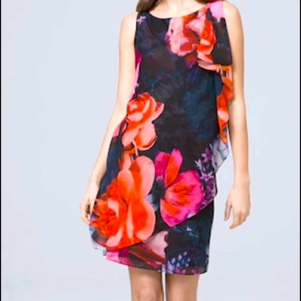 Floral Sleeveless Dress - Black and Pink